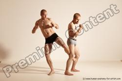 Underwear Martial art Man - Man White Moving poses Slim Short Blond Dynamic poses Academic